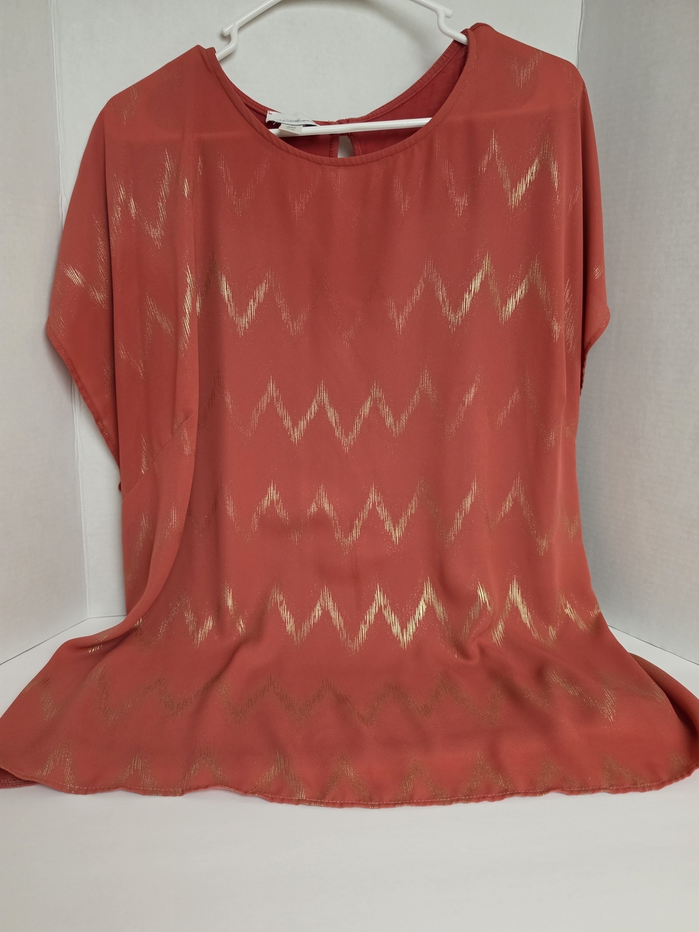Jessica Simpson Coral Blouse with Gold Chevron Details